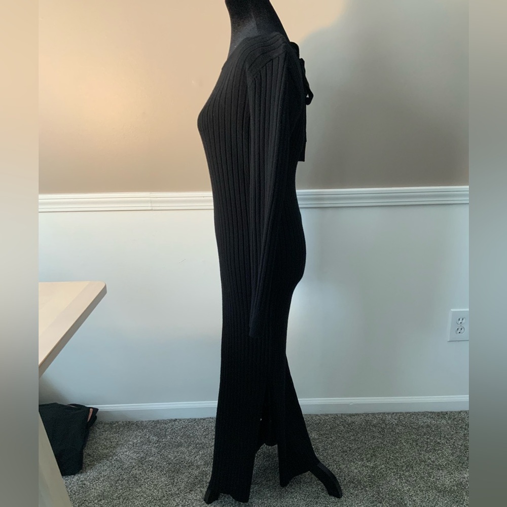 WAYF dede&emily BFF collection Elegant Black Ribbed Backless Dress - Picture 3 of 5
